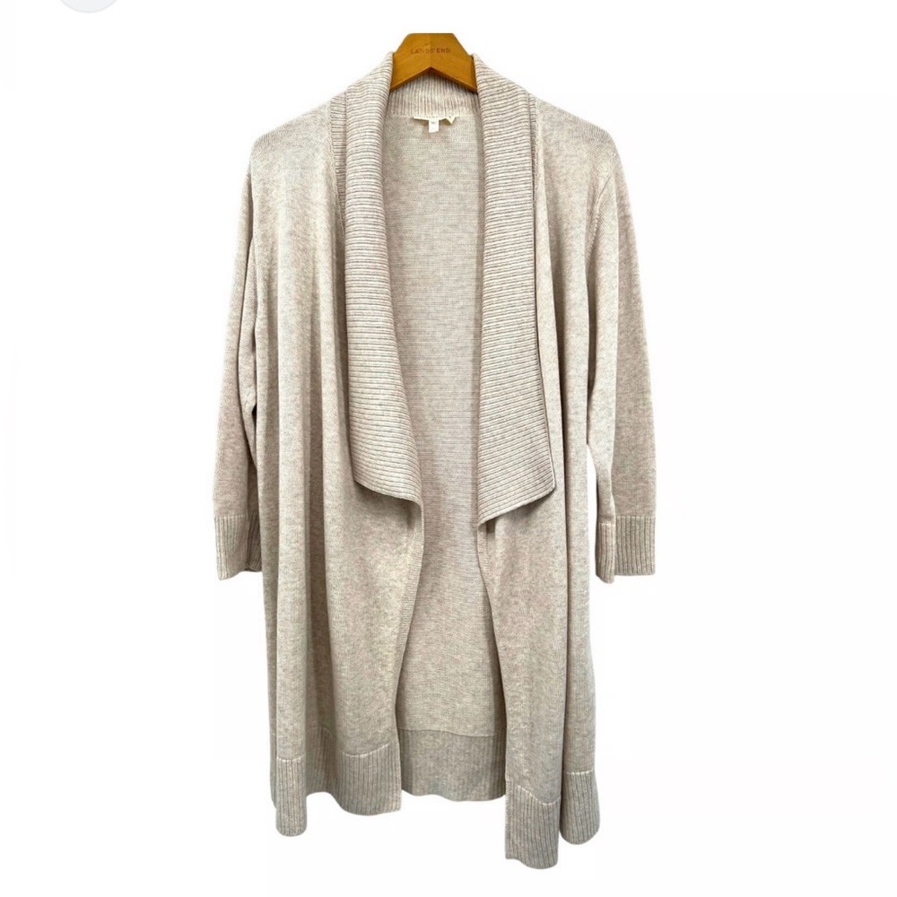 Eileen Fisher 100% Organic Cotton Open Front Grey Cardigan, size S